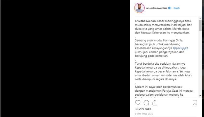 Berdukacita Atas Haringga, Anies: Kekerasan Itu Menyesakkan