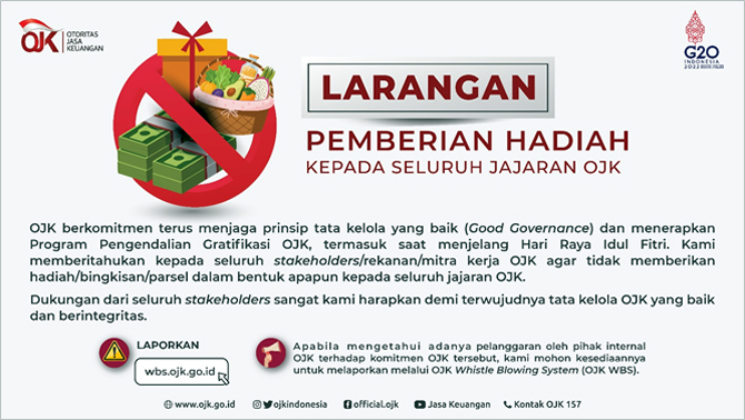 Jaga Tata Kelola, OJK Larang Stakeholders Beri Bingkisan Lebaran 2022